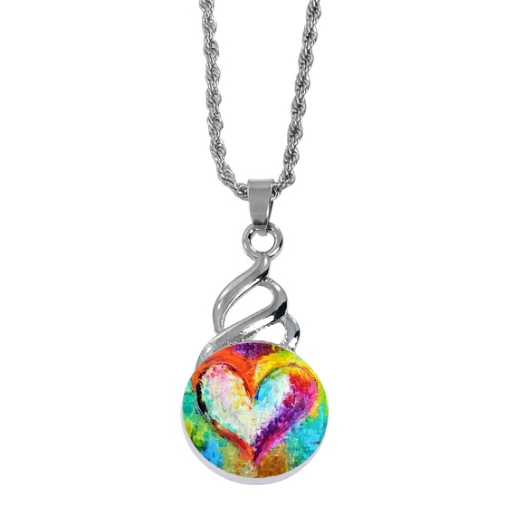Snap Charm Pendant Includes 20 mm Heart Snap and 18" Stainless Steel Chain - Picture 4 of 4